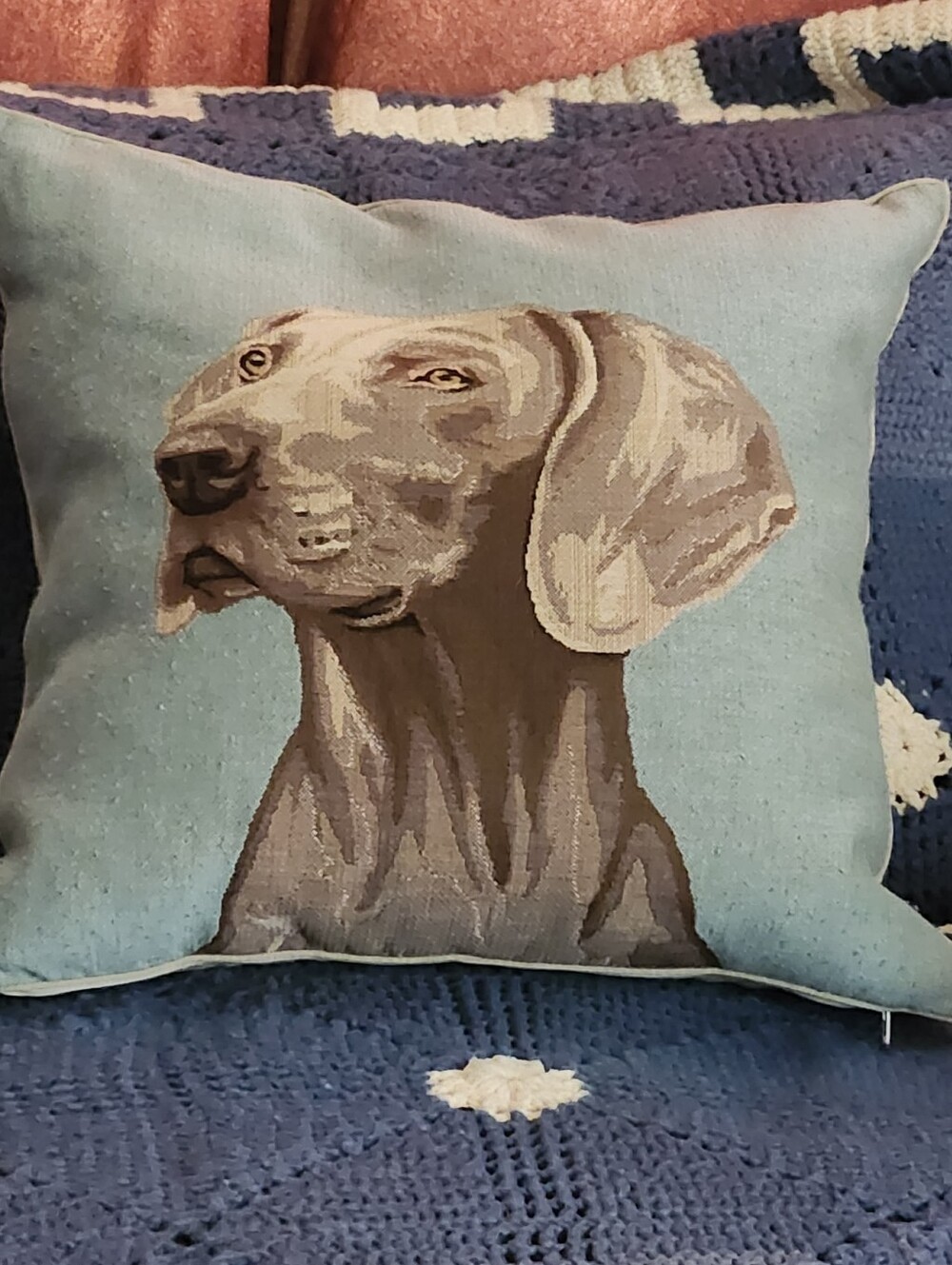 Tapestry Portrait Of Weimaraner Dog Pillow - Picture 10 of 10